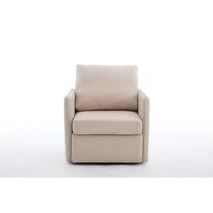 Beige Comfy Single Sofa Chair Outdoor Lounge Chair with Storage and Beige Cushions