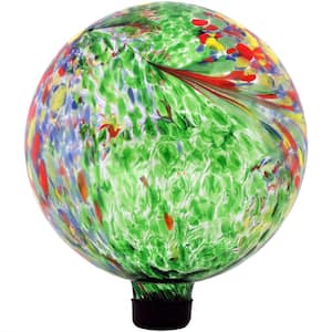 10 in. Green Artistic Glass Outdoor Garden Gazing Ball Globe