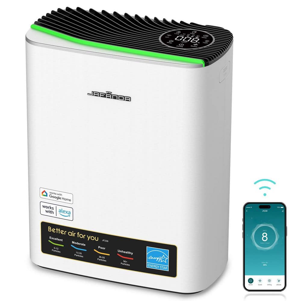 Edendirect 1100 sq. ft. True HEPA 13 Personal Console Air Purifier in Whites, Activated Carbon, 99.97% Cleaner, 141CFM for Bedroom HD-JF239