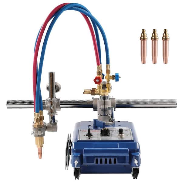 Track Torch Burner 2 in.-30 in. /Min Gas Cutting Machine for 0.2 in. to 4 in. Tubing Cutter, w/ 12 in. Track and 3 Tips