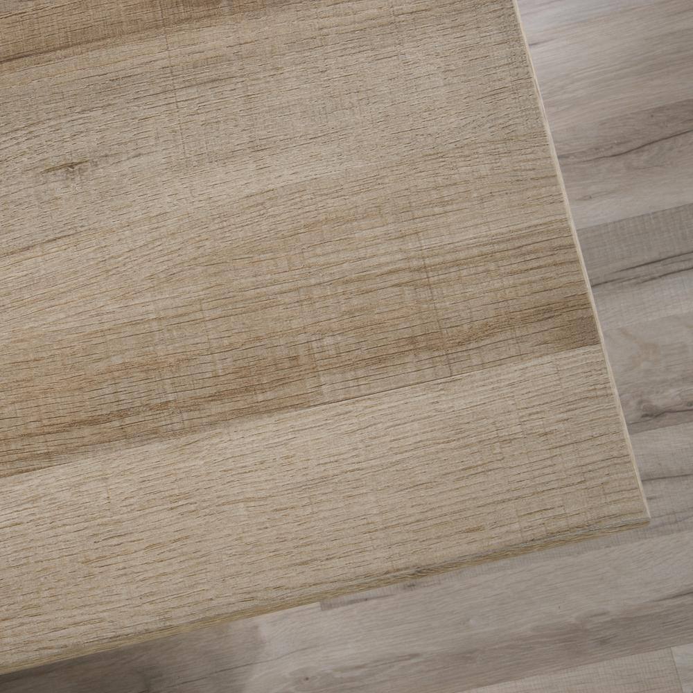 Sky Oak and White Executive Desk with Leather Drawer Pulls