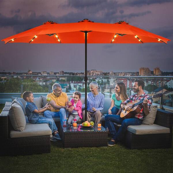costway patio double-sided market umbrella crank Costway 15 Ft Solar LED Patio Double-sided Market Umbrella