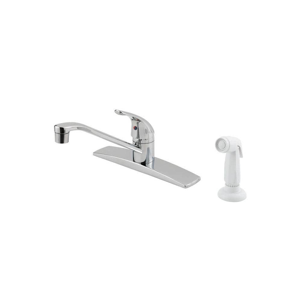 Pfirst Series Single Handle Deck Mount Standard Kitchen Faucet with Side Sprayer in Polished Chrome