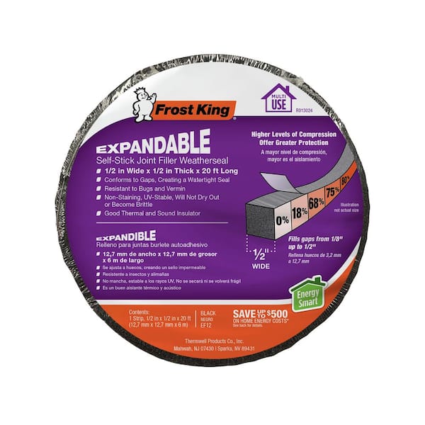 Frost King - Expanding Foam Tape Weatherstrip 1/2 in. x 20 ft. Black