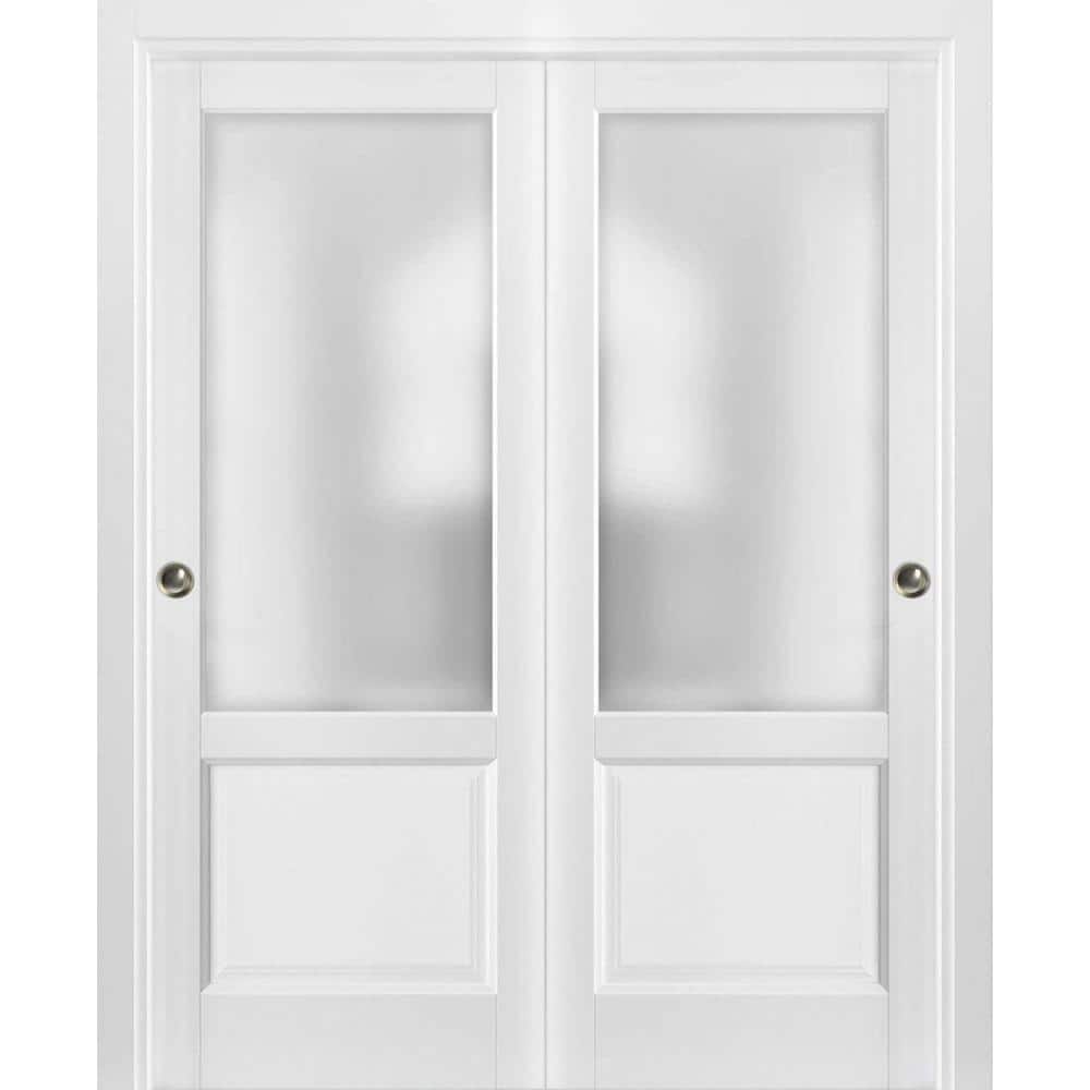 Assembly Required 56 in. x 80 in. 1-Panel White Finished Pine Wood Sliding Door with Closet Bypass Hardware price history on PriceWatchPro
