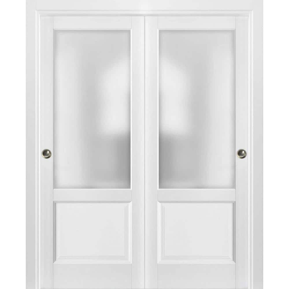 Sartodoors 1422 64 in. x 80 in. 1 Panel White Finished Pine Wood Sliding Door with Closet Bypass Hardware -  22DBDBEM64