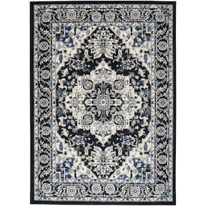 Passion Black Ivory 5 ft. x 7 ft. Center medallion Traditional Area Rug