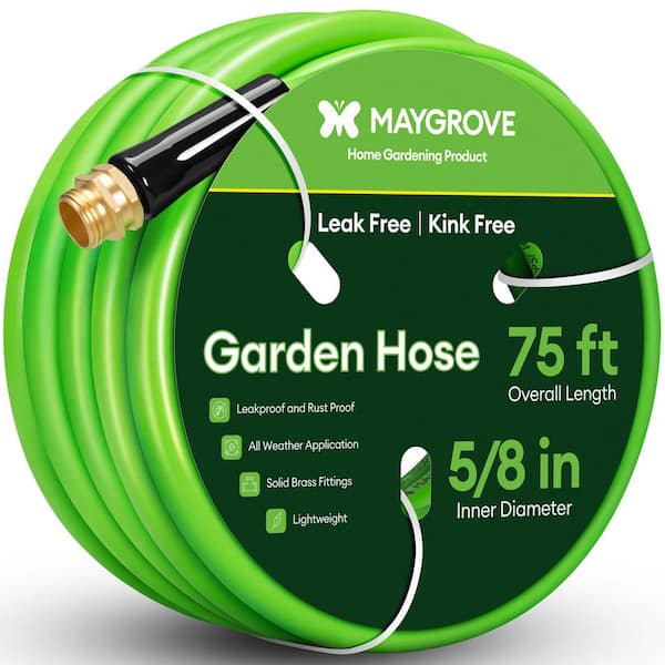 5/8 in. dia. x 75 ft. Heavy-Duty, Leakproof, Kink-Resistant Water Hose with Swivel Brass Fittings
