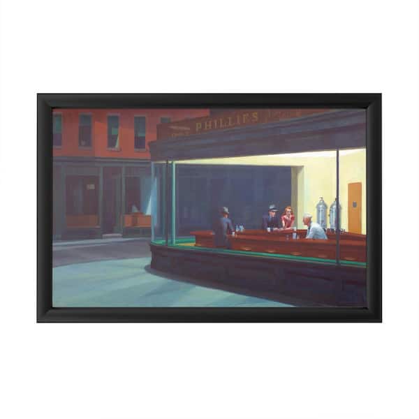 Trademark Fine Art "Nighthawks" by Edward Hopper Framed with LED Light Cityscape Wall Art 16 in. x 24 in.