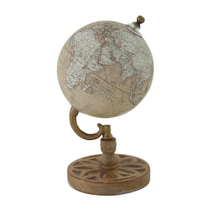9 in. Beige Wood Decorative Globe