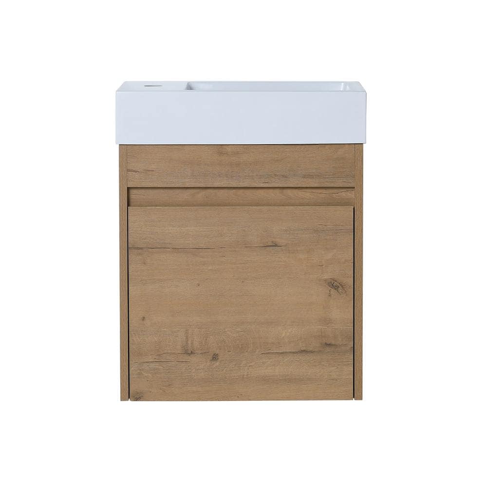 18.11 in. W x 10.23 in. D x 22.83 in. H Single Sink Wall Mounted Bath Vanity in Imitative Oak with White Resin Top price history on PriceWatchPro