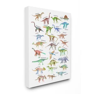 Children's Dino Chart Dinosaur Fantasy Watercolor By Ziwei Li Unframed Print Abstract Wall Art 30 in. x 40 in.