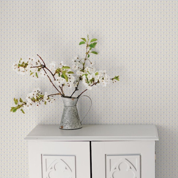 Tulip Flip Yellow Grey Matte Finish Non-Woven Paper Non-Pasted Wallpaper Roll