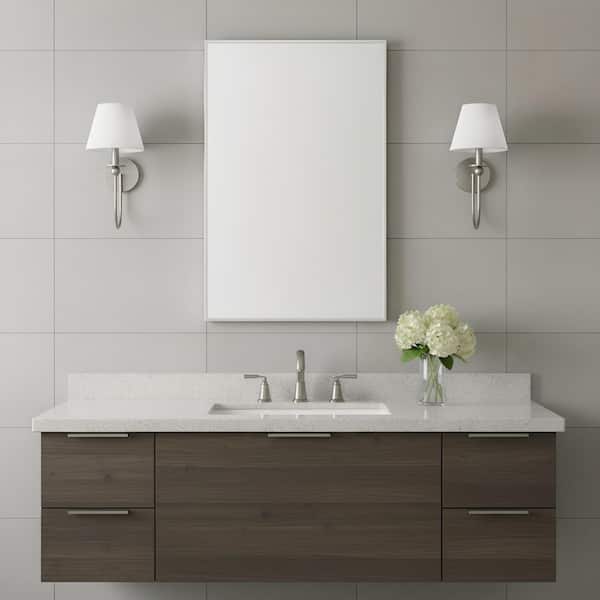 Elsay Small 1-Light Brushed Nickel Wall Sconce with White Linen Shade