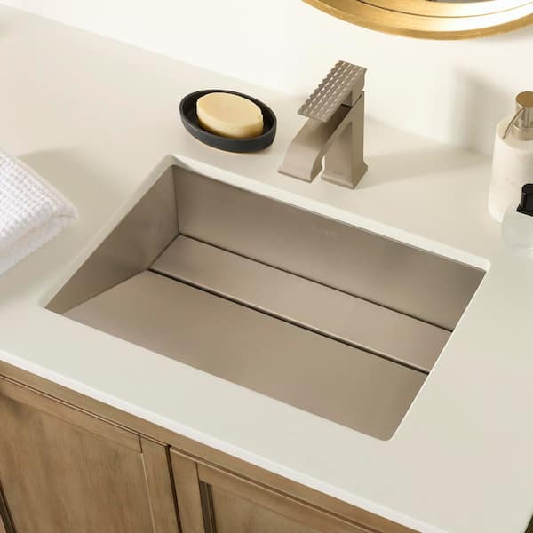 Ariaso 20 in. x 14 in. Undermount Bathroom Sink in Stainless Steel with Drain