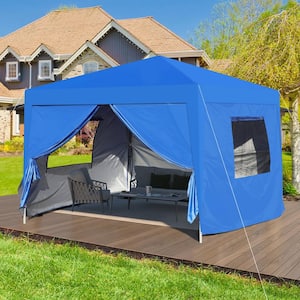 10 ft. x 10 ft. Blue Pop Up Gazebo Canopy Outdoor Tent with Removable Sidewall and Carry Bag