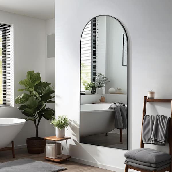 Dovelina 65 in.H x 22 in.W Modern Full Length Arch Mirror Metal Framed Decorative Mirror in Black