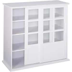 SignatureHome Finish White Material Wood Curio Cabinet With Glass Doors and 3 Shelves Dimensions: 40"W x 16"L x 36"H
