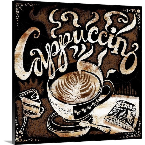 GreatBigCanvas "Cappuccino, Cake and Newspaper" by Peter Horjus Canvas Wall Art