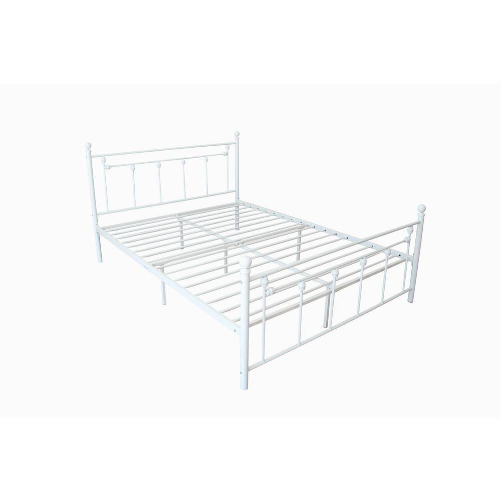 URTR 42.25 in. W White Metal Frame Twin Platform Bed Frame with Headboard and Foot board Bed