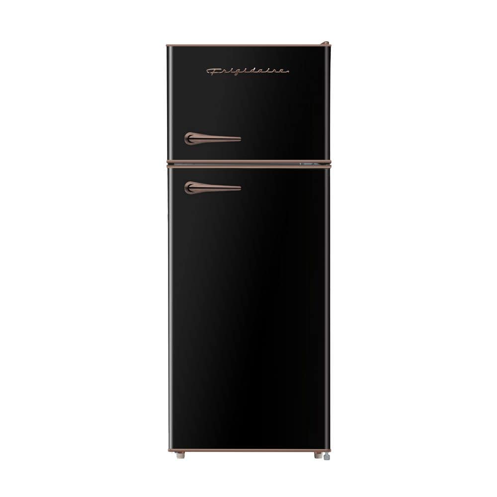 7.5 cu. ft. Mini Refrigerator with Top Freezer and Rose Gold Handles in Black