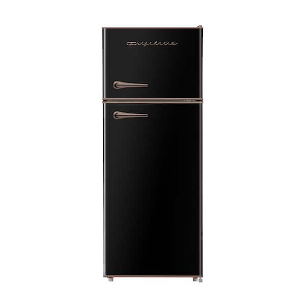 Frigidaire 7.5 cu. ft. Mini Refrigerator with Top Freezer and Rose Gold Handles in Black