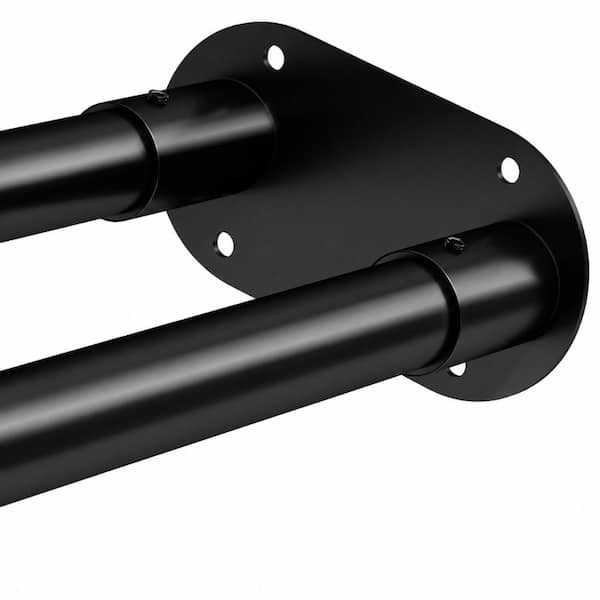 Adjustable 28 to 76 in. Double Shower Curtain Rod Wall-Mounted 4-Layer Anti-Rust Coating Matte Black