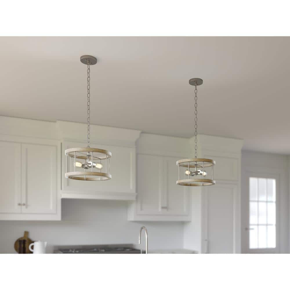 Barrett 14 in. 2-Light Distressed Antique Gray with Brushed Nickel Rustic Hallway Convertible Flush Mount Ceiling Light price history on PriceWatchPro