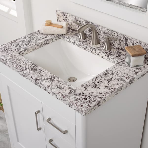 Home Decorators Collection 31 in. W x 22 in. D Cultured Marble White Rectangular Single Sink Vanity Top in Bianco Antico