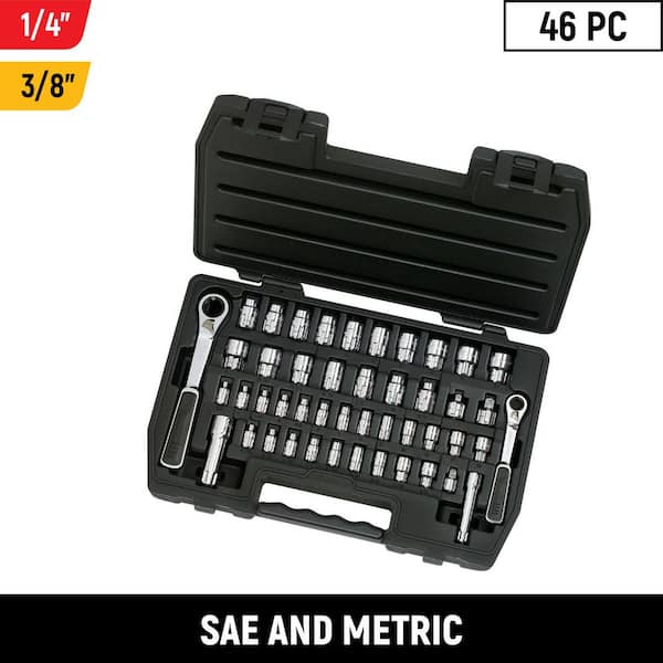 GEARWRENCH Pass-Thru 1/4 in. and 3/8 in. Drive 6-Point SAE/Metric Mechanics Tool Set (46-Piece)