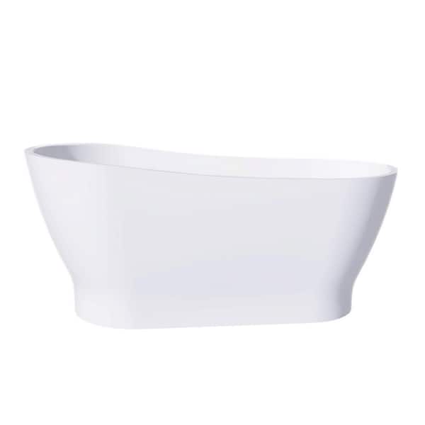 JimsMaison 67 in. x 31 in. Acrylic Freestanding Soaking Bathtub in Glossy White