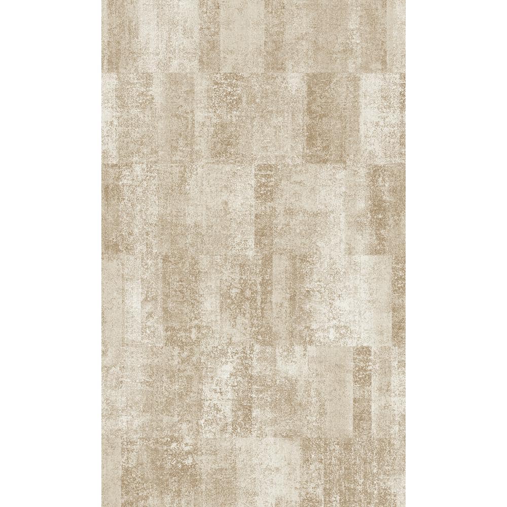 Beige Scratched Textured Blocks Geometric Printed Non-Woven Non-Pasted Textured Wallpaper 57 sq. ft.
