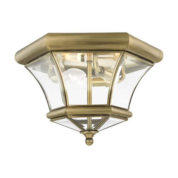 Livex Lighting Monterey 3-Light Antique Brass Flush Mount