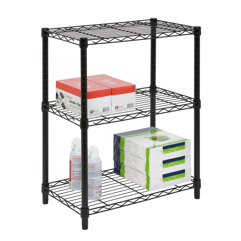 Black 3-Tier Heavy Duty Adjustable Steel Shelving Unit