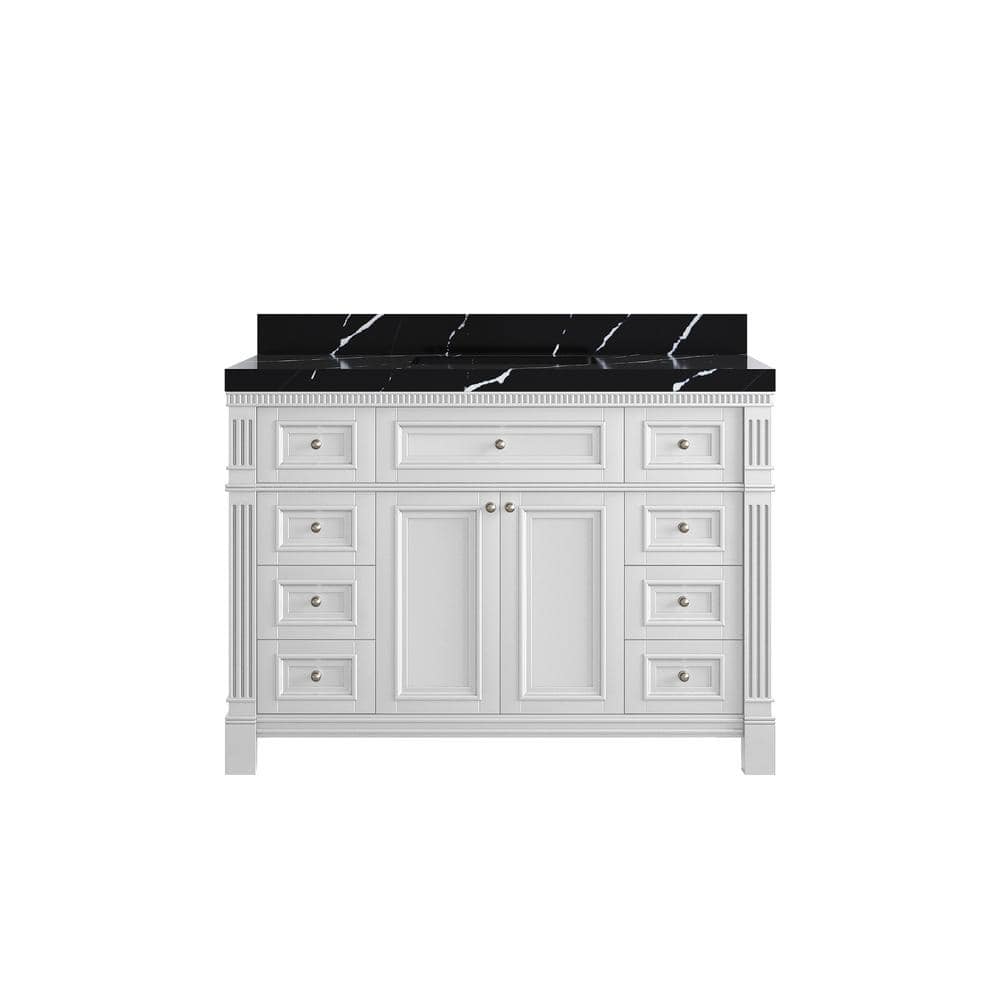Paris 48 in. Single Sink Freestanding White Bath Vanity with Calacatta Black Qt. Top price history on PriceWatchPro