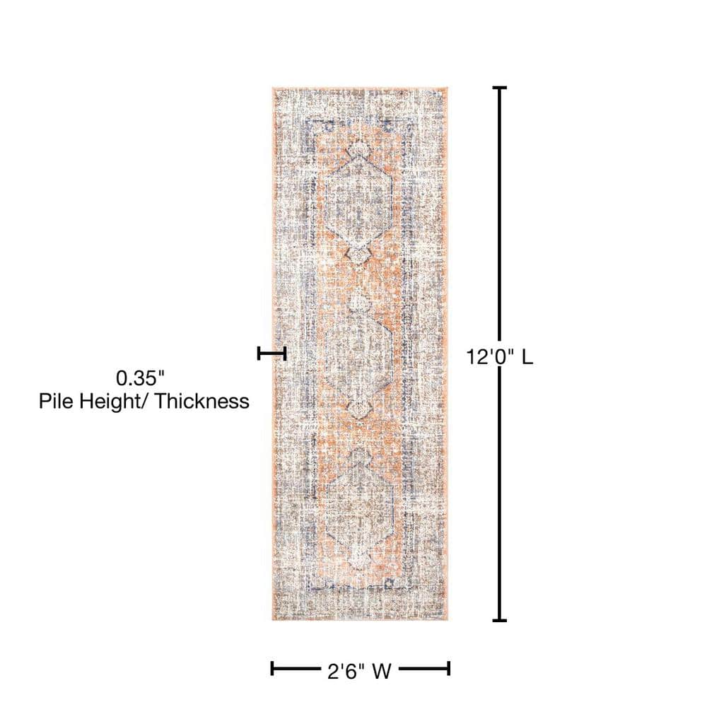 Jacquie Vintage Floral Peach and Beige Synthetic Runner Rug