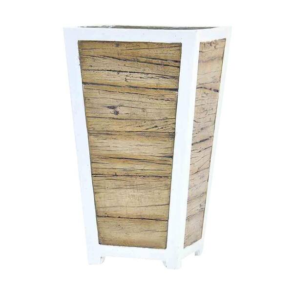 MPG 27 in. H White on Wood Composite Tapered Planter