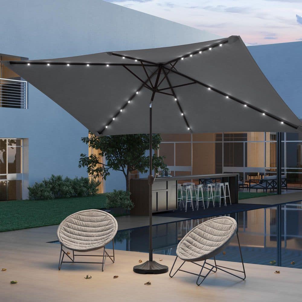 SANLUCE 10 ft. x 6.5 ft. LED Rectangular Patio Umbrella with UV