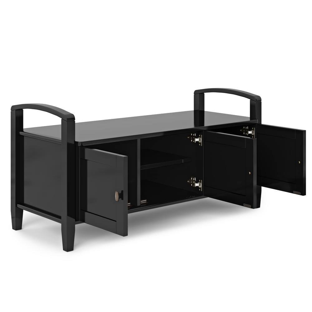 Black Pine 44" Entryway Storage Bench with Shelves