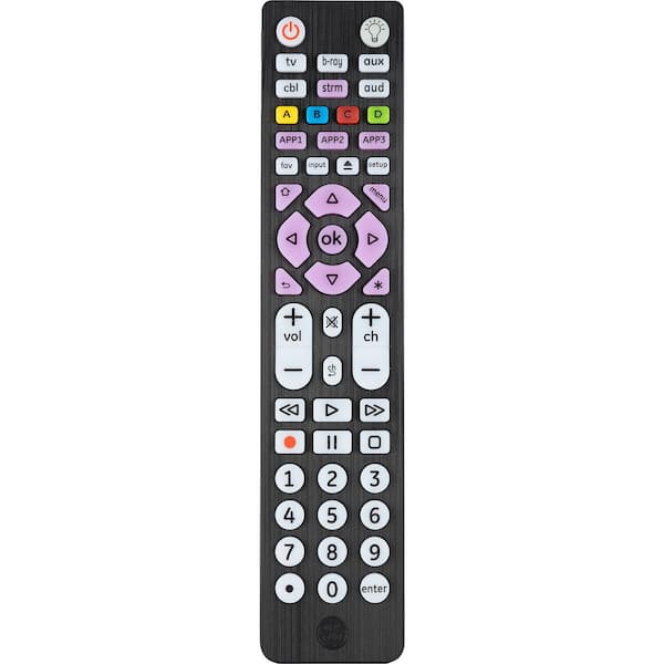 GE 6-Device Universal Remote Control, Streaming in Brushed Black