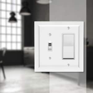 Woodmore 2 Gang 1-Toggle and 1-Rocker Wood Wall Plate - White