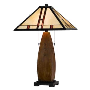 26 in. Heignt Oak Resin and Metal Table Lamp
