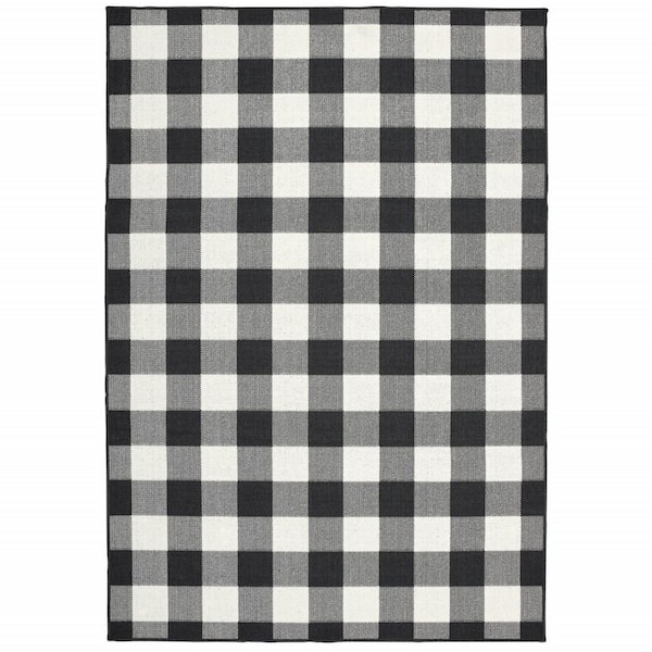 HomeRoots Bernadette Black 3 ft. x 5 ft. Unthemed Woven Striped Polypropylene Rectangle Area Rug