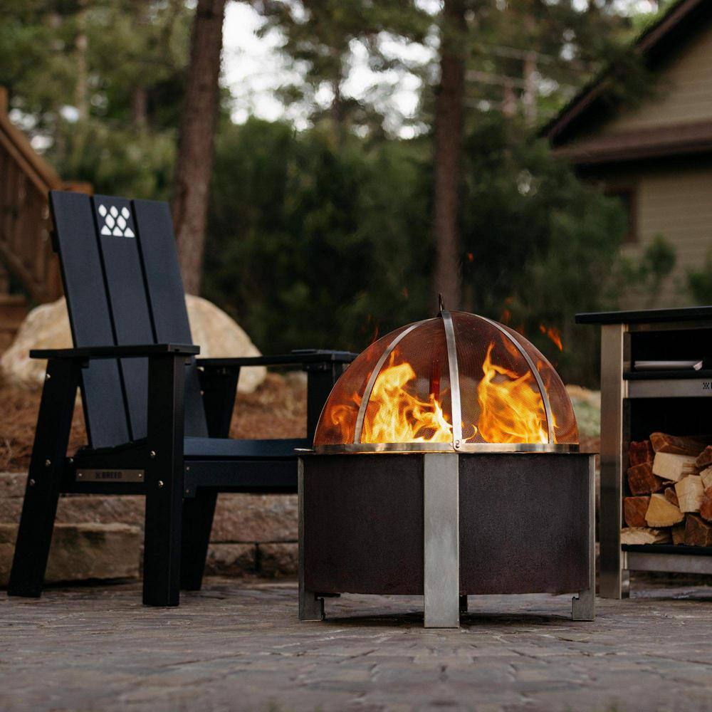 Black Poly Lumber Adirondack Chair with Stainless Steel Accents