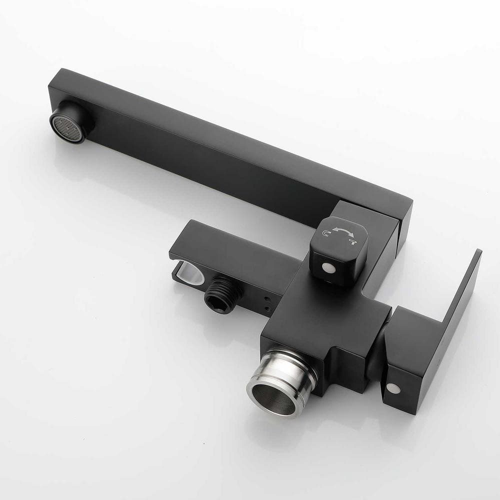 Matte Black Brass Floor-Mounted Freestanding Tub Filler