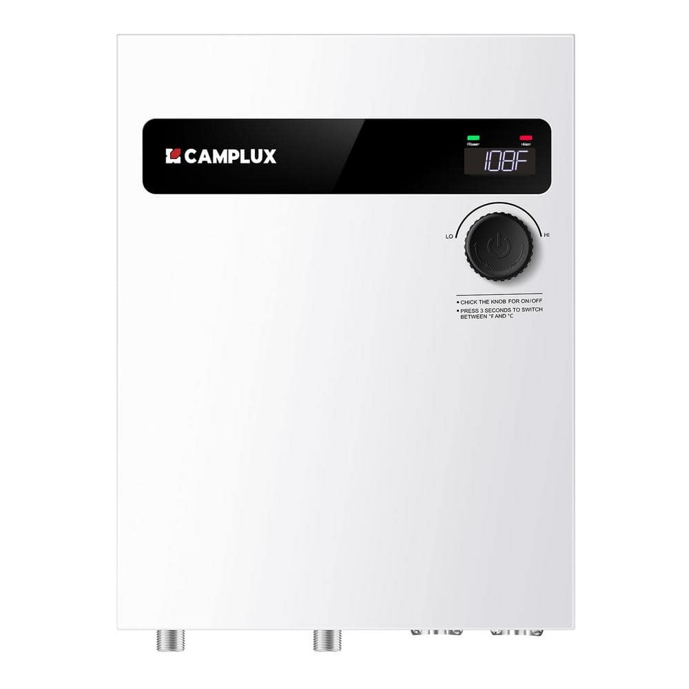 Camplux 24kW White Tankless Electric Water Heater with Digital Display