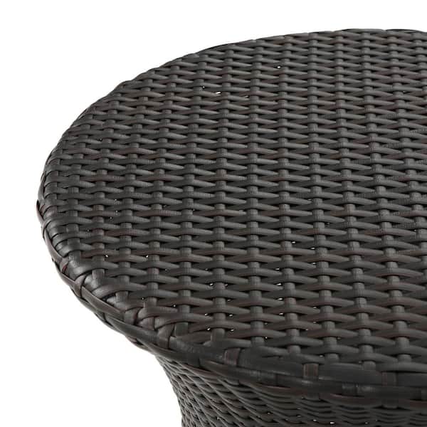Phoebe Multi-Brown Round Faux Rattan Outdoor Patio Accent Table