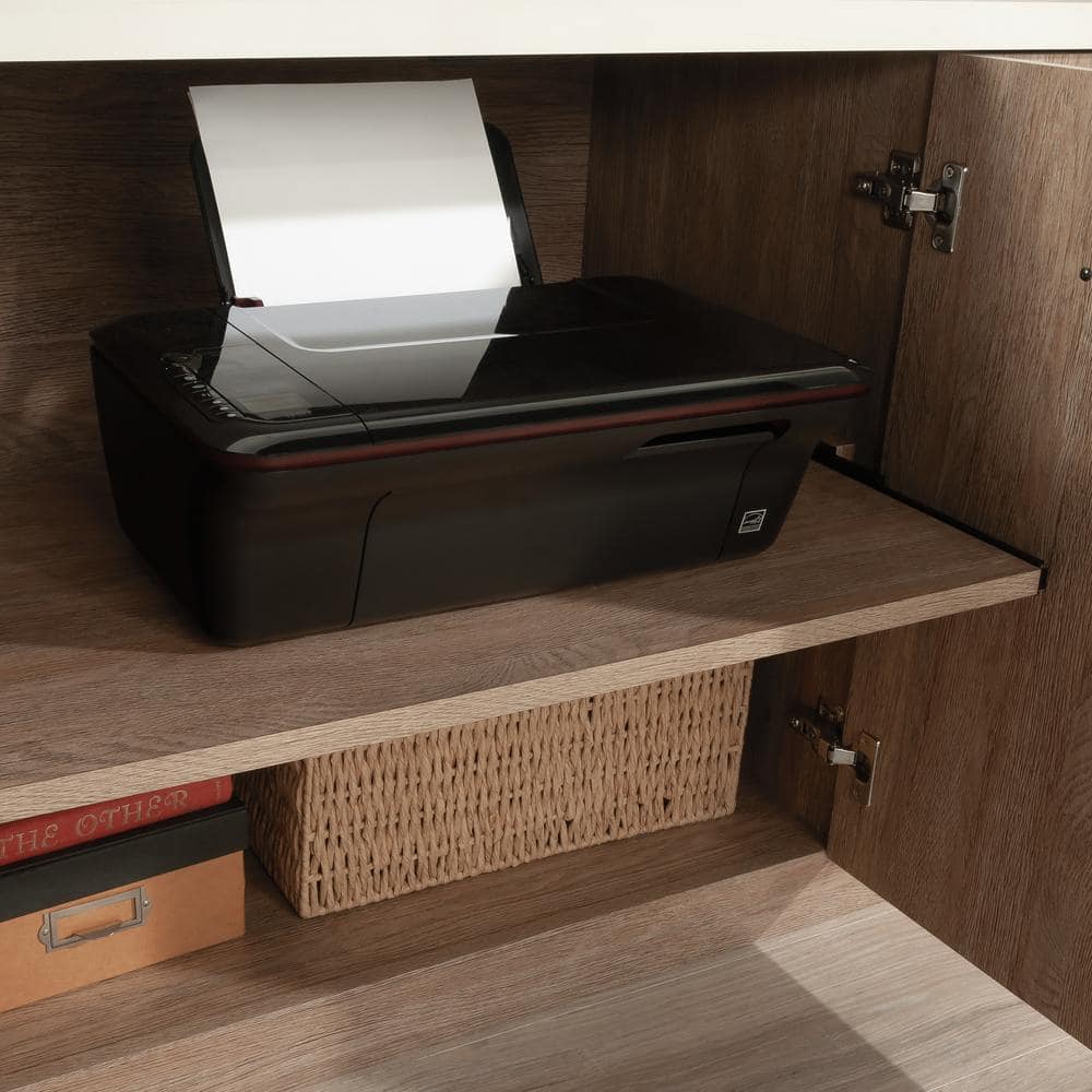 Brushed Oak and Pebble White 66'' 2-Drawer Credenza
