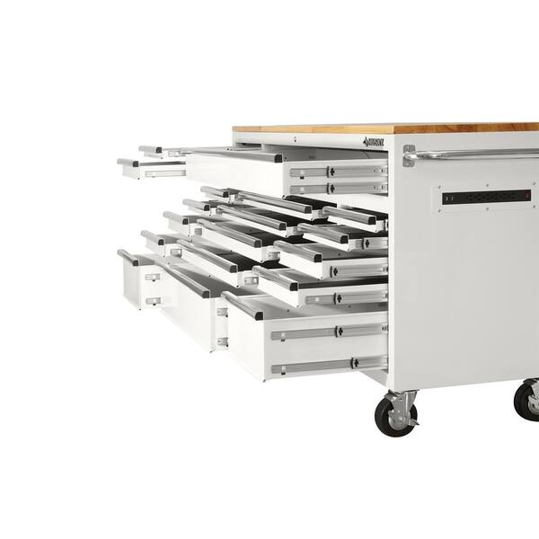 Husky Tool Storage 72 in. W Standard Duty Gloss White Mobile Workbench Tool Chest