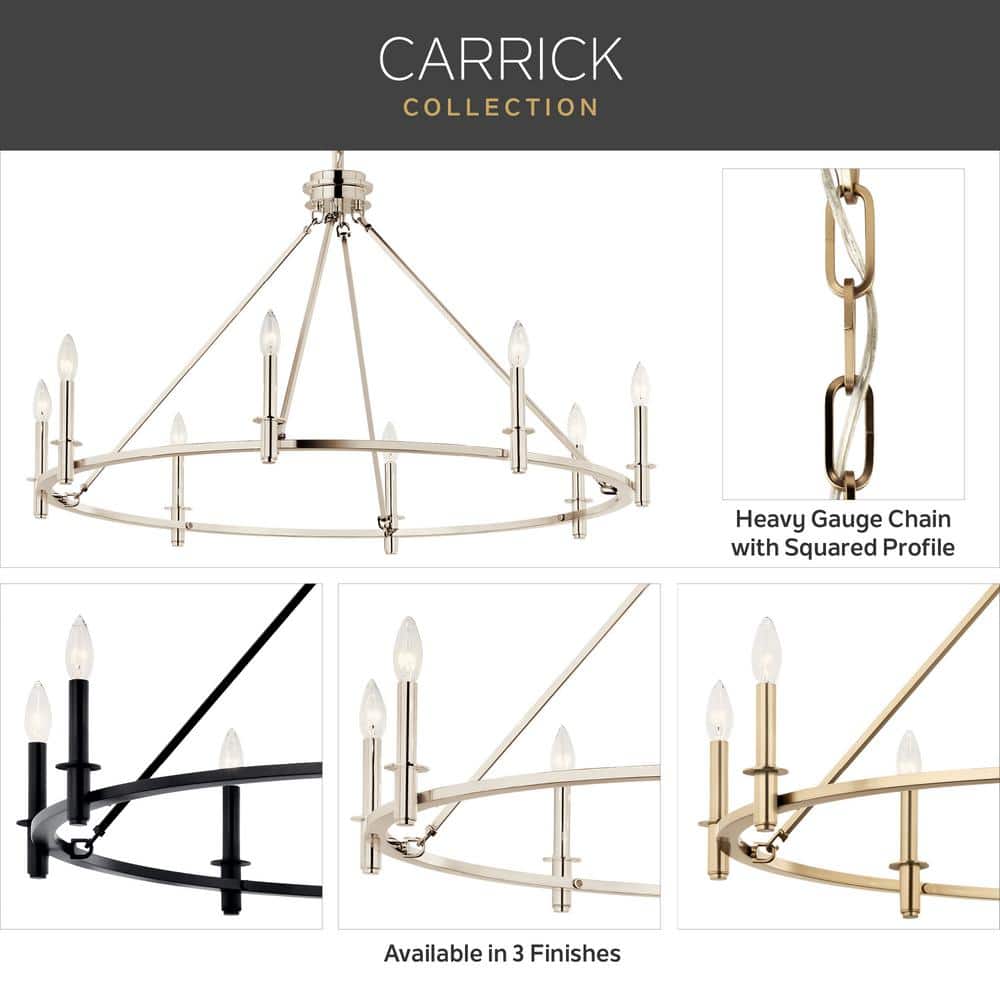 Polished Nickel 8-Light Candle Ring Chandelier
